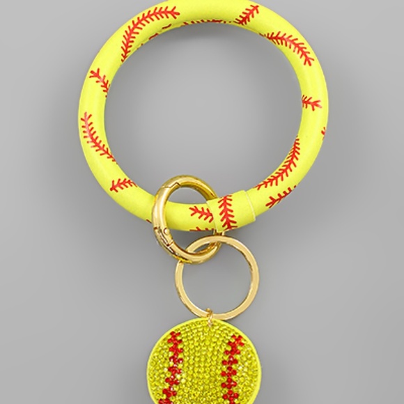 Softball Theme Keychain Bracelet
